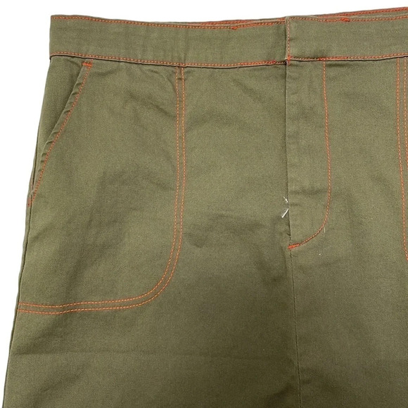 MODCLOTH Skirt Skirt Olive Green Twill Pockets Size 14 - Picture 7 of 8